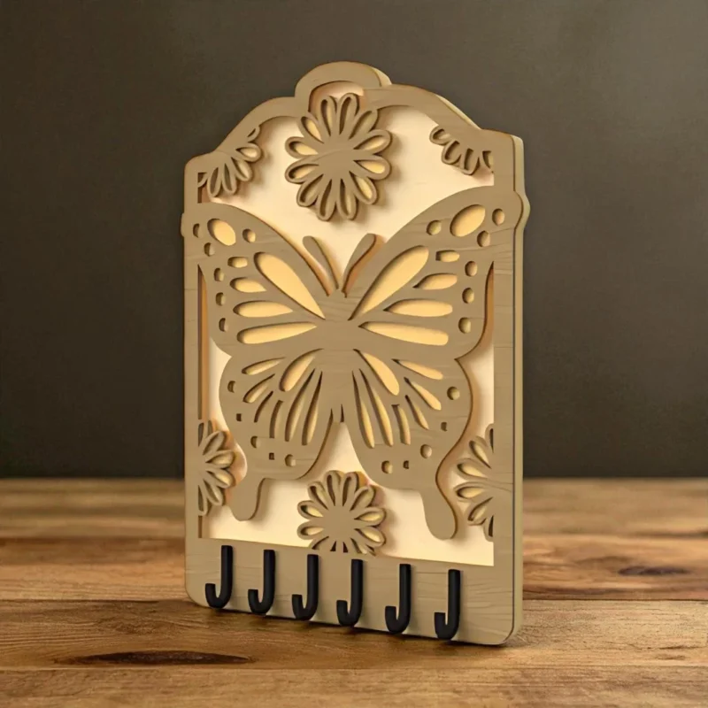 Porta-Chaves de Parede Decorativo Borboleta em MDF - Imagem 3