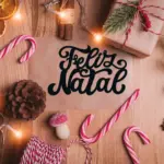 Recorte de Frase em MDF Feliz Natal para Decoração Natalina - Imagem 3