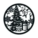 Mandala Natalina MDF Vazada Árvore, Presentes e Flocos de Neve - Imagem 2