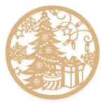 Mandala Natalina MDF Vazada Árvore, Presentes e Flocos de Neve - Imagem 3