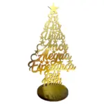 Arvore de Natal em MDF 3mm Dourada com Mensagens Festivas - Opções de cores