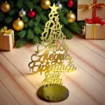Arvore de Natal em MDF 3mm Dourada com Mensagens Festivas - Opções de cores - Imagem 3