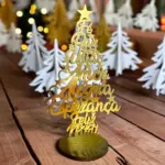 Arvore de Natal em MDF 3mm Dourada com Mensagens Festivas - Opções de cores - Imagem 4