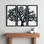 Quadro Vazado MDF Árvore da Vida Trio Decorativo Preto 3mm